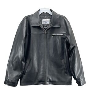 Anchor Blue Vegan Leather Jacket Men XL Biker Classic Streetwear Retro Y2K Moto